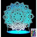 Jinnwell 3D Lotus Flower Night Light Lamp Illusion 16 Color Changing Table Desk Decoration Lamps Gift with Acrylic Flat ABS Base USB Cable Toy