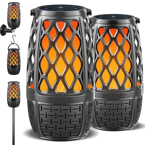 Upgraded Outdoor Bluetooth Speakers with Lights, IPX6 Waterproof Flame Atmosphere Outdoor Speaker, Auto-Pairing Multi-Sync up to 100 Speakers, Cool
