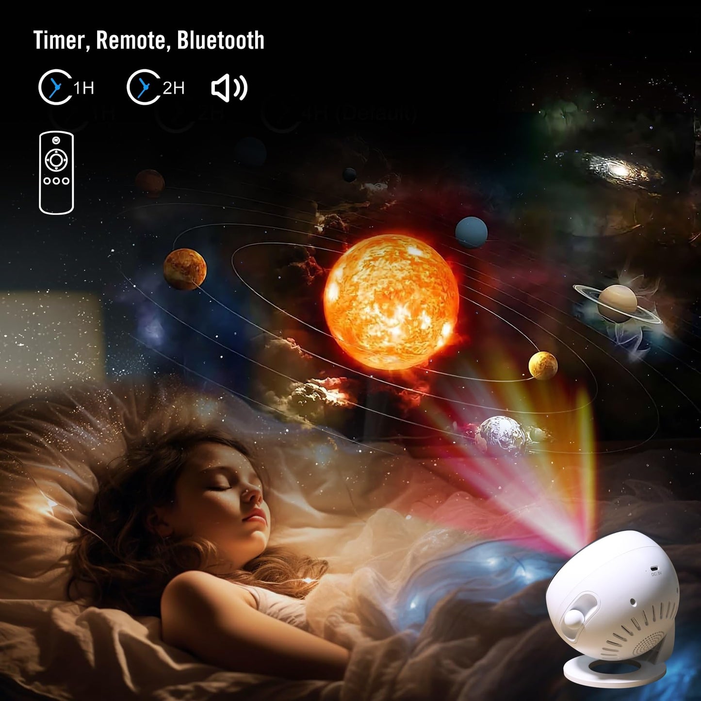 Galaxy Star Projector Upgraded 4K HD Lens - Wider Sharper Projection, 13 Nebula Theme Discs, 15 Sleep Aid White Noise, Remote, 1/2/Timer, Bluetooth