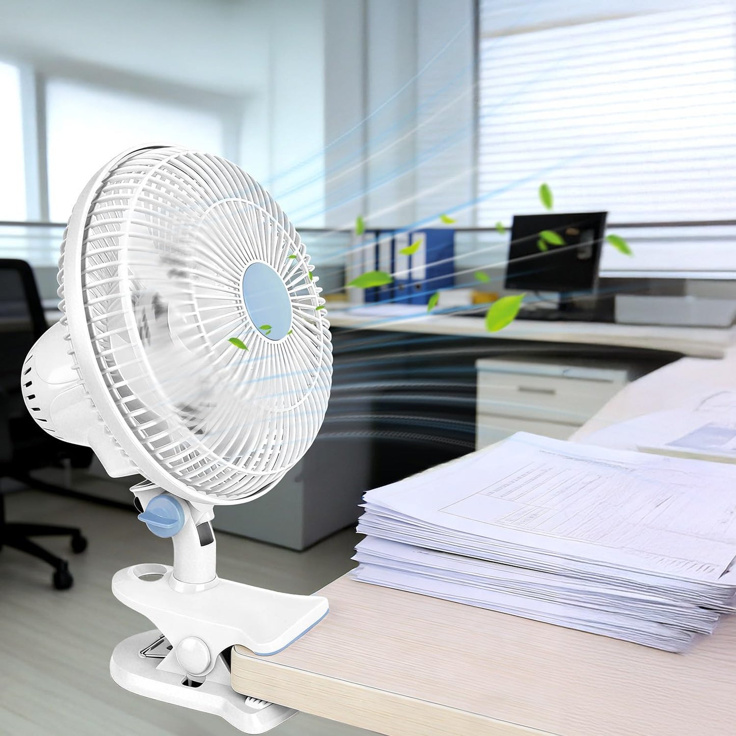 WZONICE98 Portable Clip Fan with 2 Speeds 90° Oscillating Quiet Cooling Fan Desk Clip Hang 3 Ways for Office Bedroom Speeds Low Noise Small Fan Wall