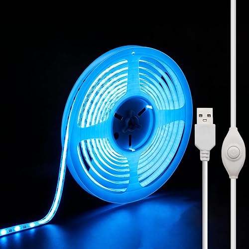 XINGZHI 5V USB LED Strip Lights, 3.28FT COB Light Strip ICE Blue, Short LED Strip Light, Flexible Bright 5V Led Strip for Under Cabinet, Kitchen, TV
