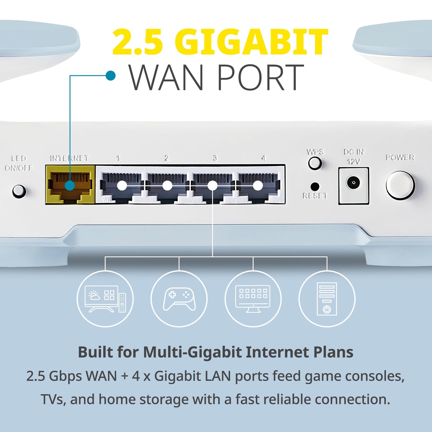 D-Link M60 AX6000 WiFi 6 Mesh Router-Sculpted Décor Ready Design-2.5 Gbps WAN + 4× Gbps LAN-Gaming/Streaming/Internet-Long Range Wireless Self
