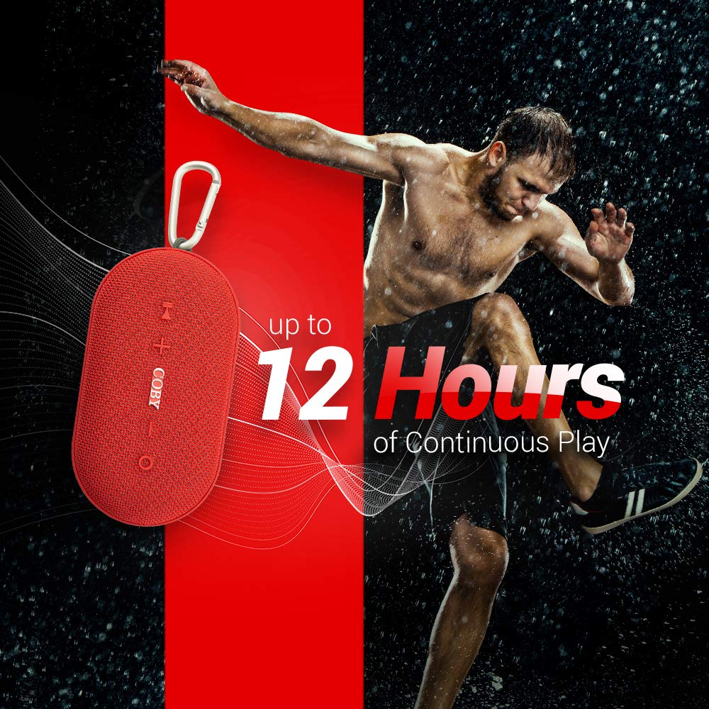 Coby Portable Bluetooth Speaker | IPX-5 Waterproof Wireless 12W Speakers | Loud HD Sound Quality | Rugged Outdoor Speaker for iPhone, Smartphone
