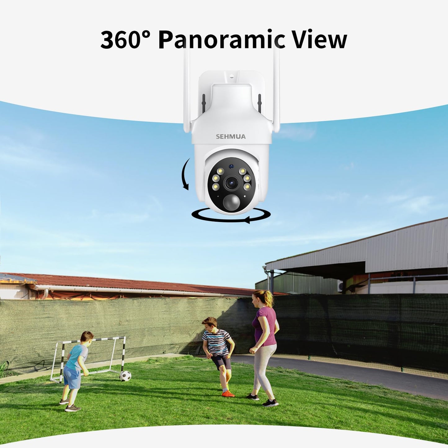 SEHMUA 2K Solar Security Cameras Wireless Outdoor, 2 Pack 360° View Pan/Tilt WiFi Security Camera Outside with Color Night Vision,Easy to Install, PIR