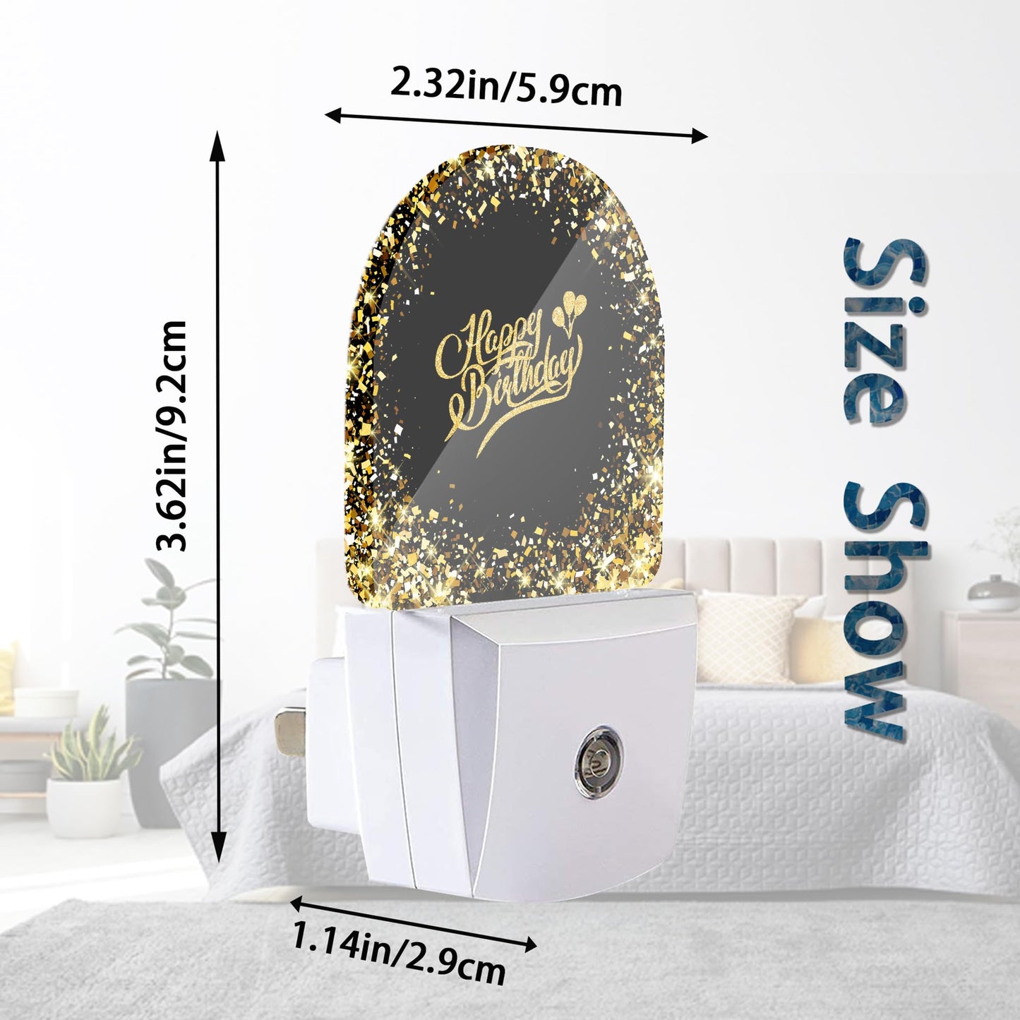 Axxitude Happy Birthday Night Lights Plug into Wall for Girls Boys Room,Night Light LED Lamp Dusk to Dawn Sensor Round Lamp for Bedroom Bathroom