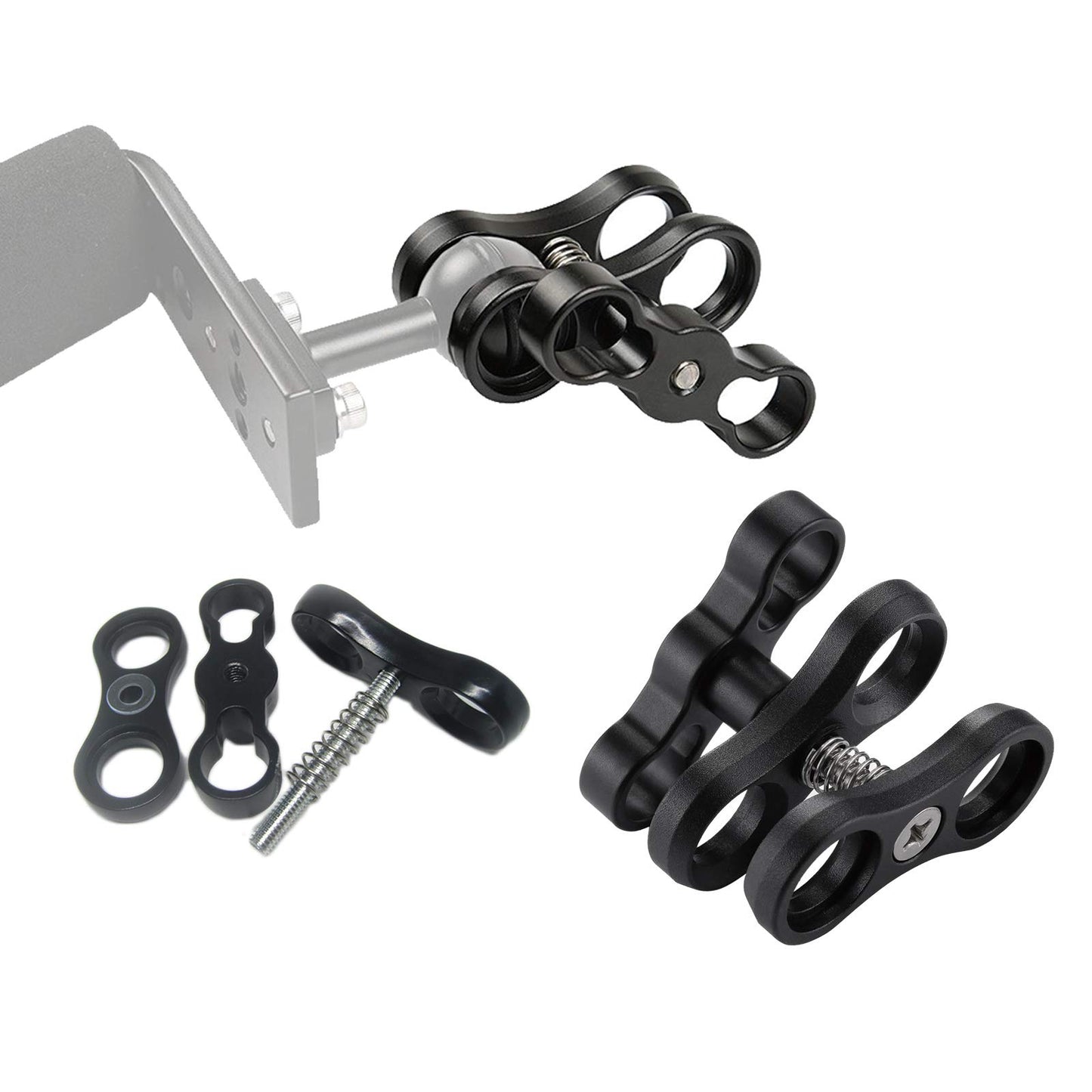 WLPREOE 2 PCS x 1" Inch Aluminum Standard Long Ball Clamp Mount for Underwater Diving Light Arm System,Work with Ram Mounts