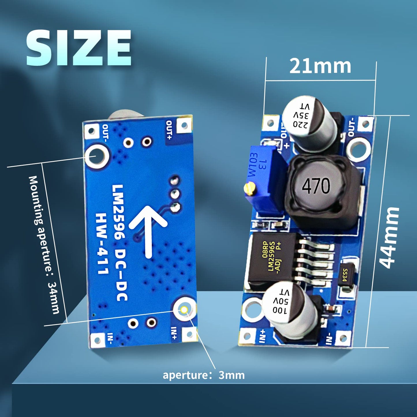 Dafurui 10 Pack LM2596 DC-DC Adjustable Buck Converter 3.0-40V to 1.5-35V Power Supply Step Down Voltage Regulator Module