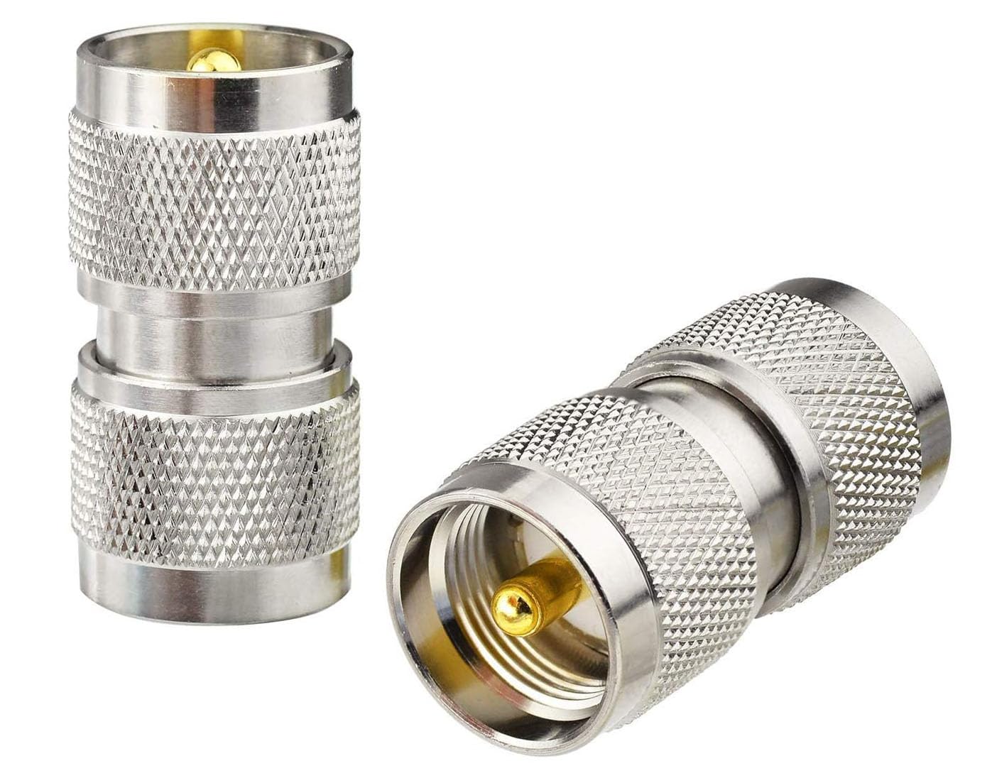 DHT Electronics RF coaxial Coax Adapter UHF Male to Male PL-259 Connector Pack of 2