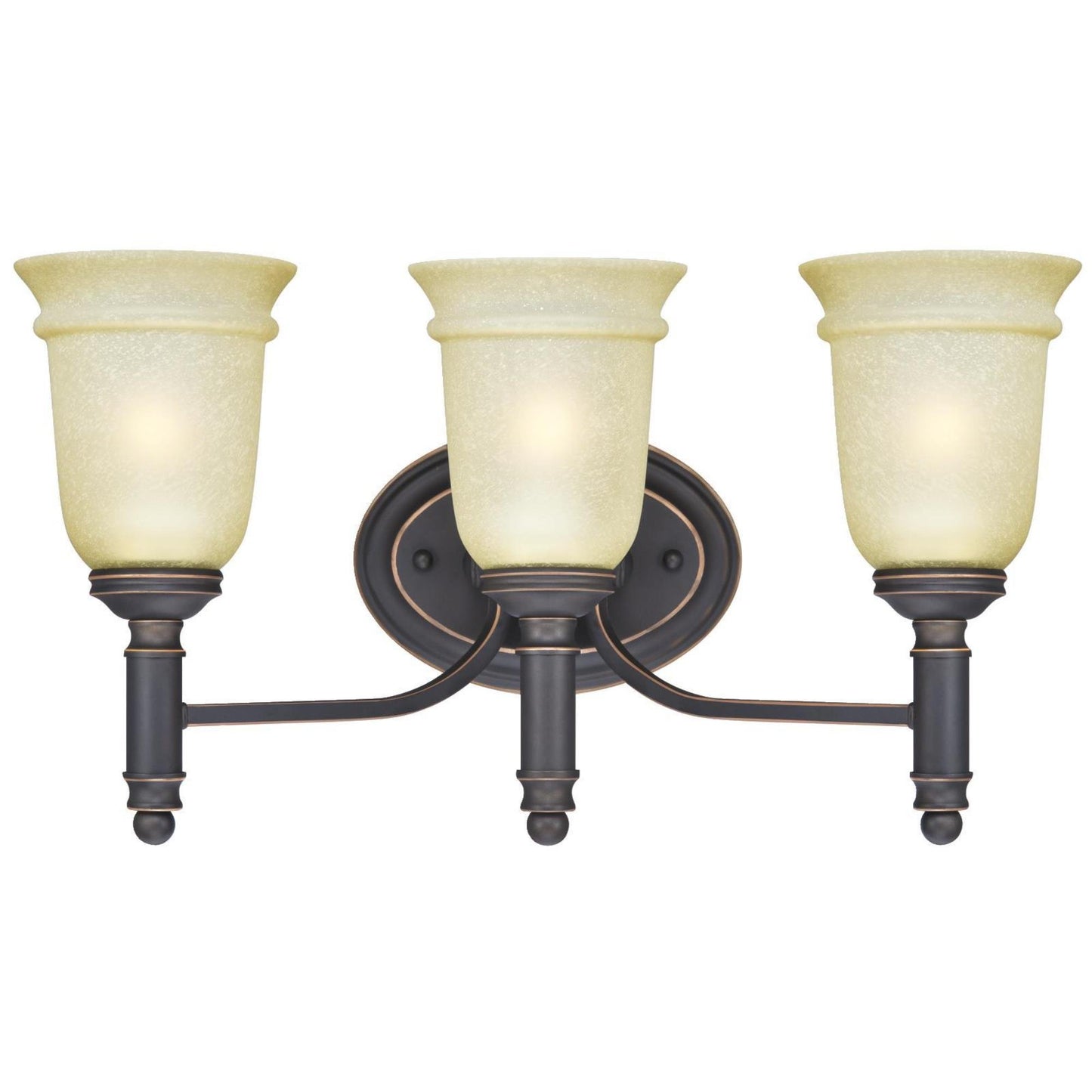 Westinghouse 6342800 Montrose Three-Light Indoor Wall Fixture, Oil Rubbed Bronze Finish with Highlights and Mocha Scavo Glass