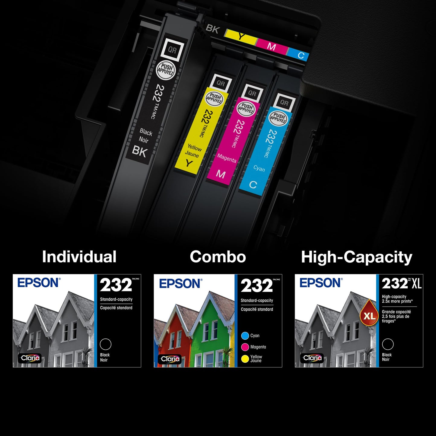 EPSON 232 Claria Ink Standard Capacity Black & Color Cartridge Combo Pack (T232120-BCS) Works with WorkForce WF-2930 ,2950 and Expression XP-4200