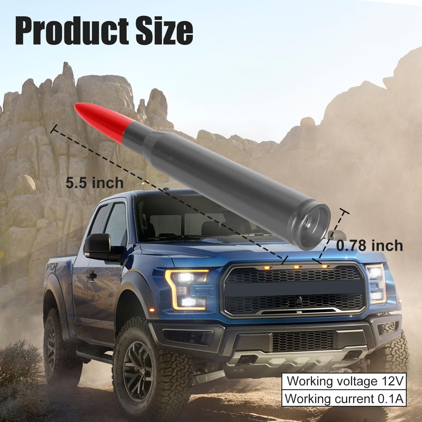 Medduw Car Bullet Antenna - Durable Vehicle Antenna Replacement for Chevrolet, Ford F150 F250 F350 RAM 1500 2500 Raptor Truck Antenna AccessoriesFord