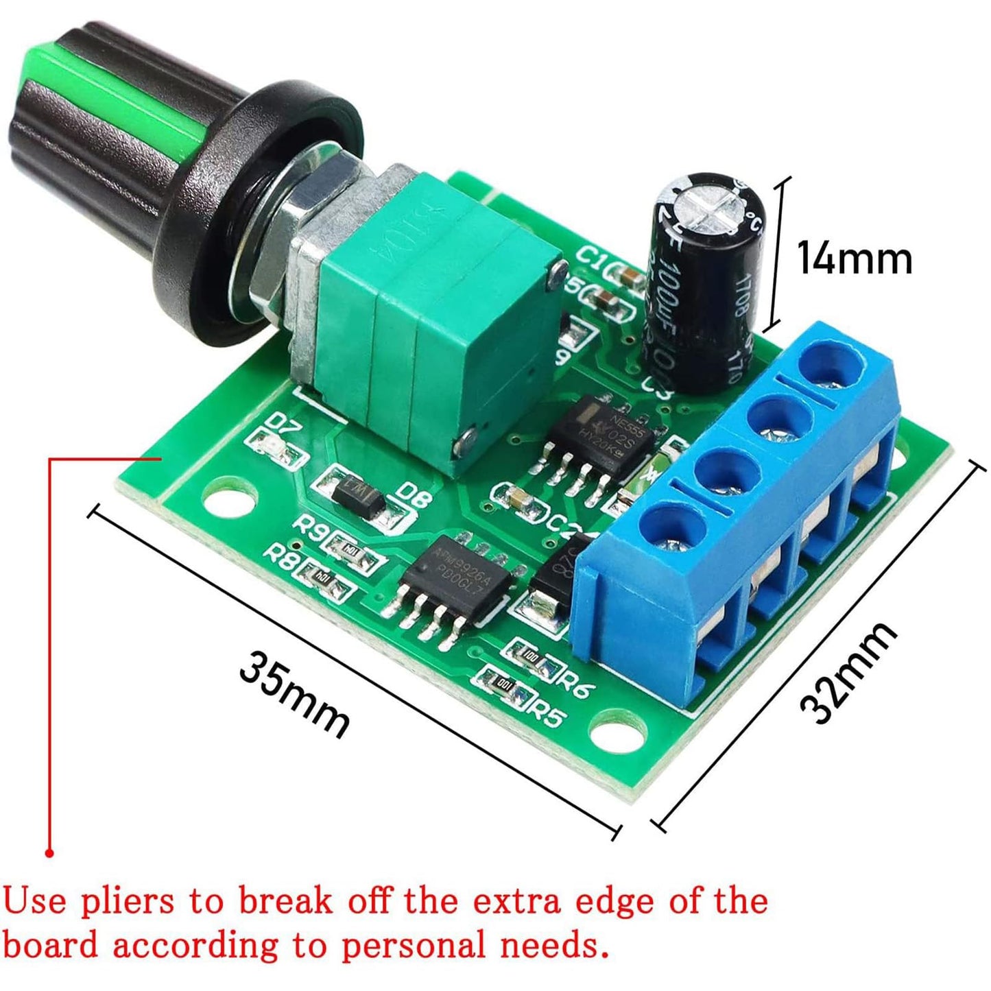 KEAcvise 12-Pack 1803BK/B PWM Motor Speed Controller - 1.8-12V DC Input, 2A Max Output with Adjustable Knob, for Model Cars/DIY Robotics/RC…