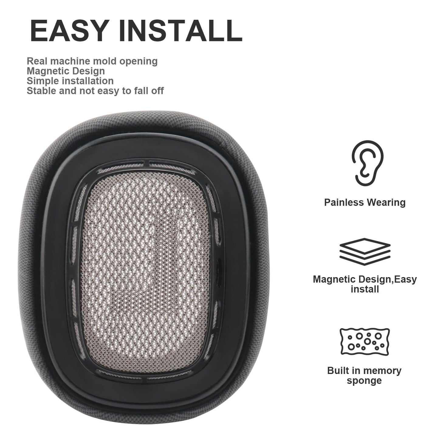 Miruchertter Replacement Ear Cushions for AirPods Max Headphones AirPod Max Ear Cushions Ear Pads Covers Comfort Protein Leather Noise Isolation