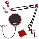 Deco Gear Microphone Suspension with Boom Scissor Arm Stand and Pop Filter Bundle