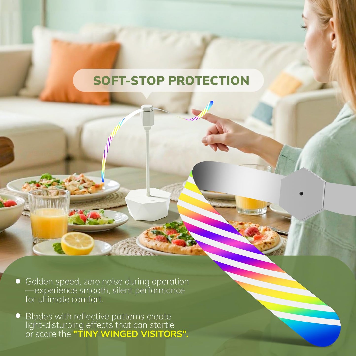 Grete Gotye Portable Battery Powered Fly Fans for Tables Up to 15 Hours Working Time, 4-Pack Indoor Outdoor Food Fan with Flexible Goose-Neck Blades