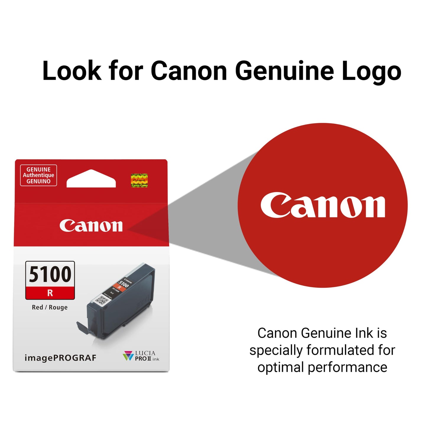 Canon PFI-5100 Genuine Red Ink Tank, Compatible with ImagePROGRAF PRO-310 Printers