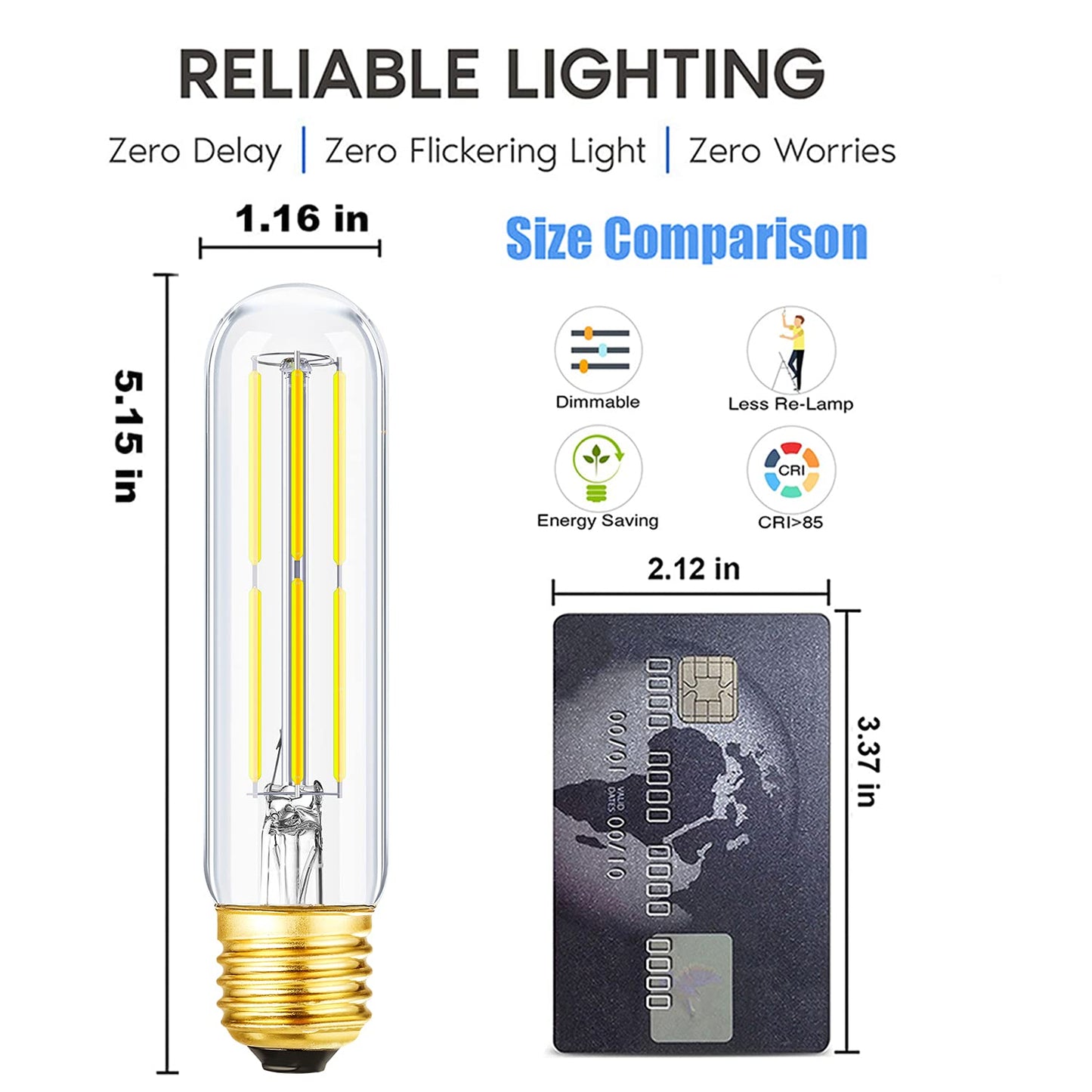 E26 Tubular Led Bulbs 60 Watt Dimmable E26 Light Bulbs 5000K Cool White
