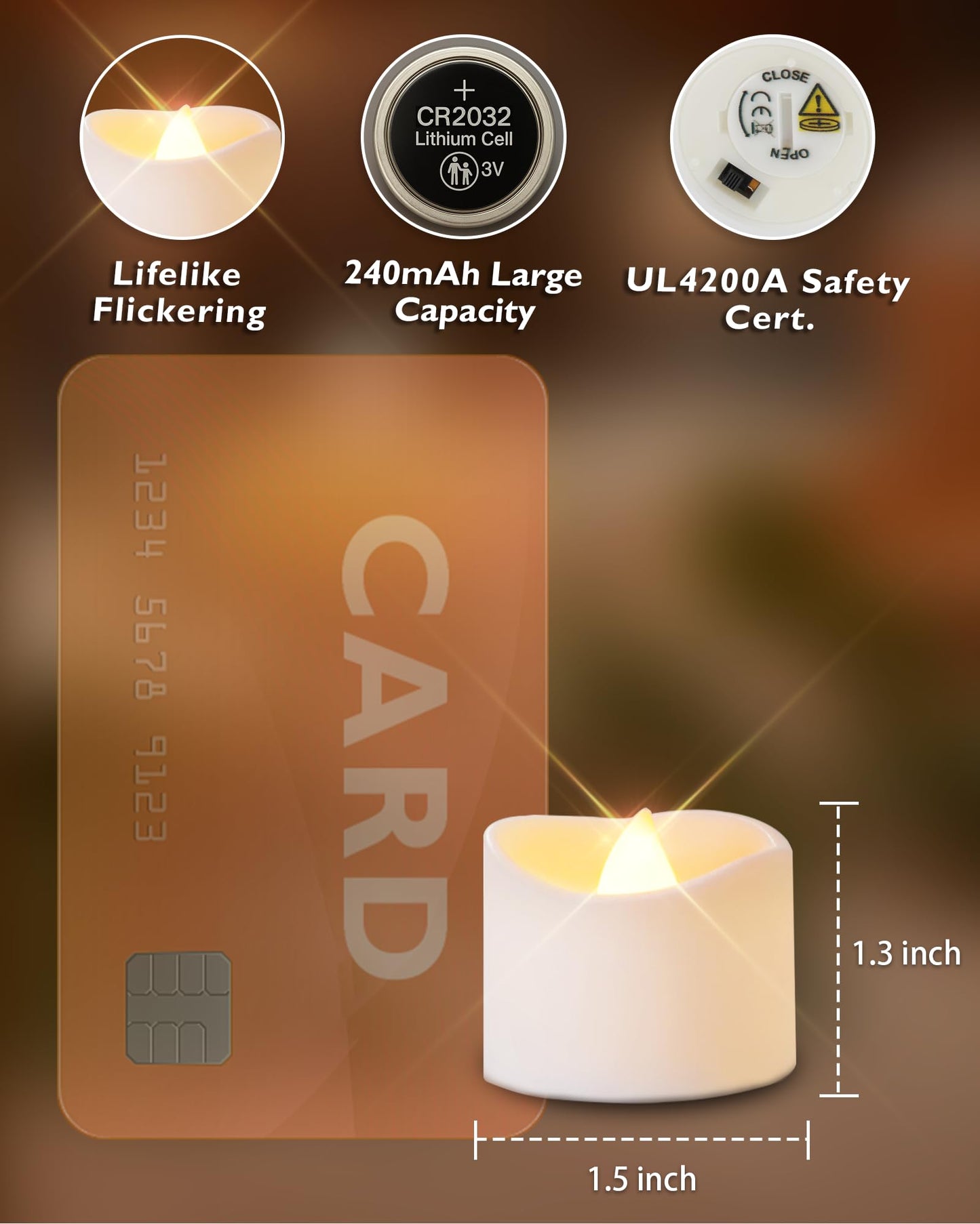 Homemory 12Pcs Flickering Flameless Candle Battery Operated, 200+Hours Fake Electric LED Tea Lights for Votive, Centerpiece Table Decorations