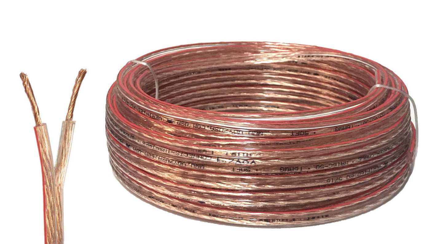 VOYZ 14 Gauge AWG Speaker Cable Twisted Wire with Flex Oxygen Free Clear PVC Sheathing - Ideal for Home Theater Speakers and Car Speakers Installation