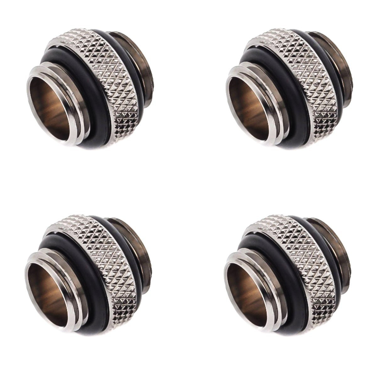 Bitspower G1/4" 5mm Male to Male Fitting, Black Sparkle, 4-Pack