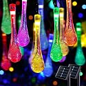 JMEXSUSS 2 Pack Solar String Lights Outdoor Waterproof, Total 41.6FT 60 LED Teardrop Water Drop Solar Lights, Multi Colored Christmas Lights