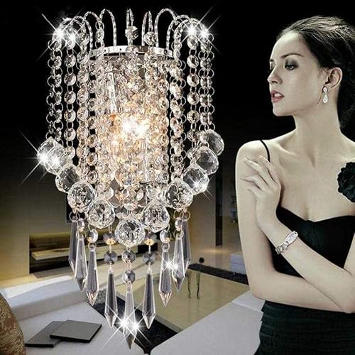 XIHOME Crystal Wall Light with Crystal Balls Drops Decorative Chrome Modern Besides Wall Lamp Sconce E12*2 Lights for Home Sitting Bedroom Corridor