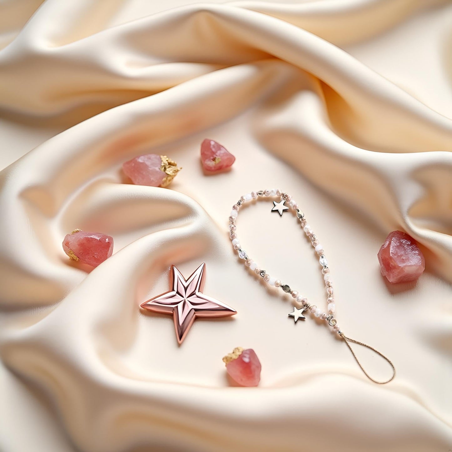 Calsgkspray Five-Pointed Star Pendant Beaded Strap - Cute Mobile Phone Strap Detachable Lanyard, Decor and Cell Phone Charms,Cell Phones Accessories
