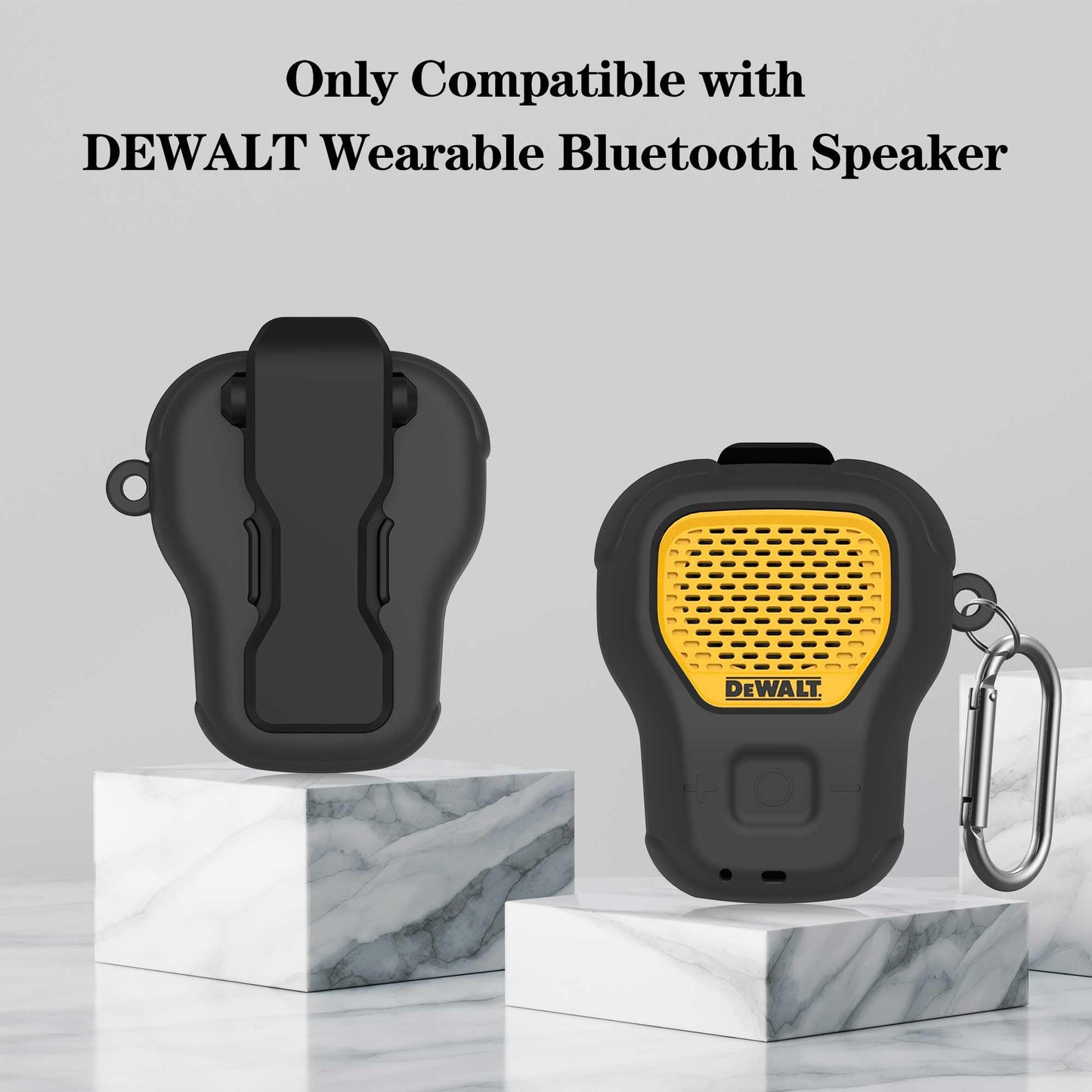 POZCIS Silicone Case for DEWALT Wearable Bluetooth Speaker Case Cover, Small Lightweight Anti-Scratch Portable for Speaker Dewalt Case with Carabiner