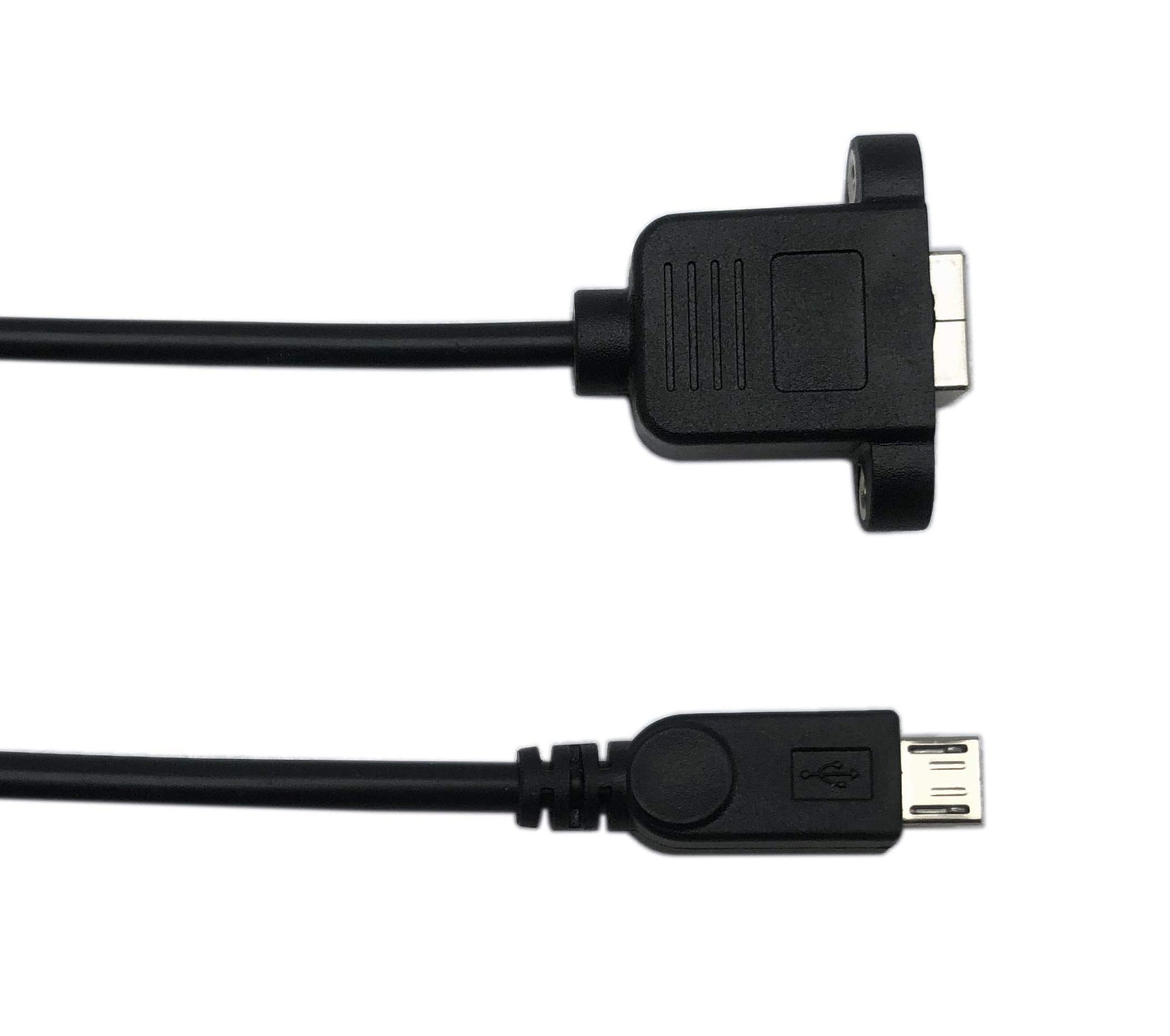 CERRXIAN 50cm Micro USB 5pin Male to USB Type B 2.0 Female Extension Panel Mount Data and Charge Cable with Screws Holes