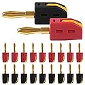 20Pcs 4mm Banana Plug Quick Connect Speaker Wire Connectors 32A 250V, Insulated Banana Sockets for Home Theater Audio -Red Black