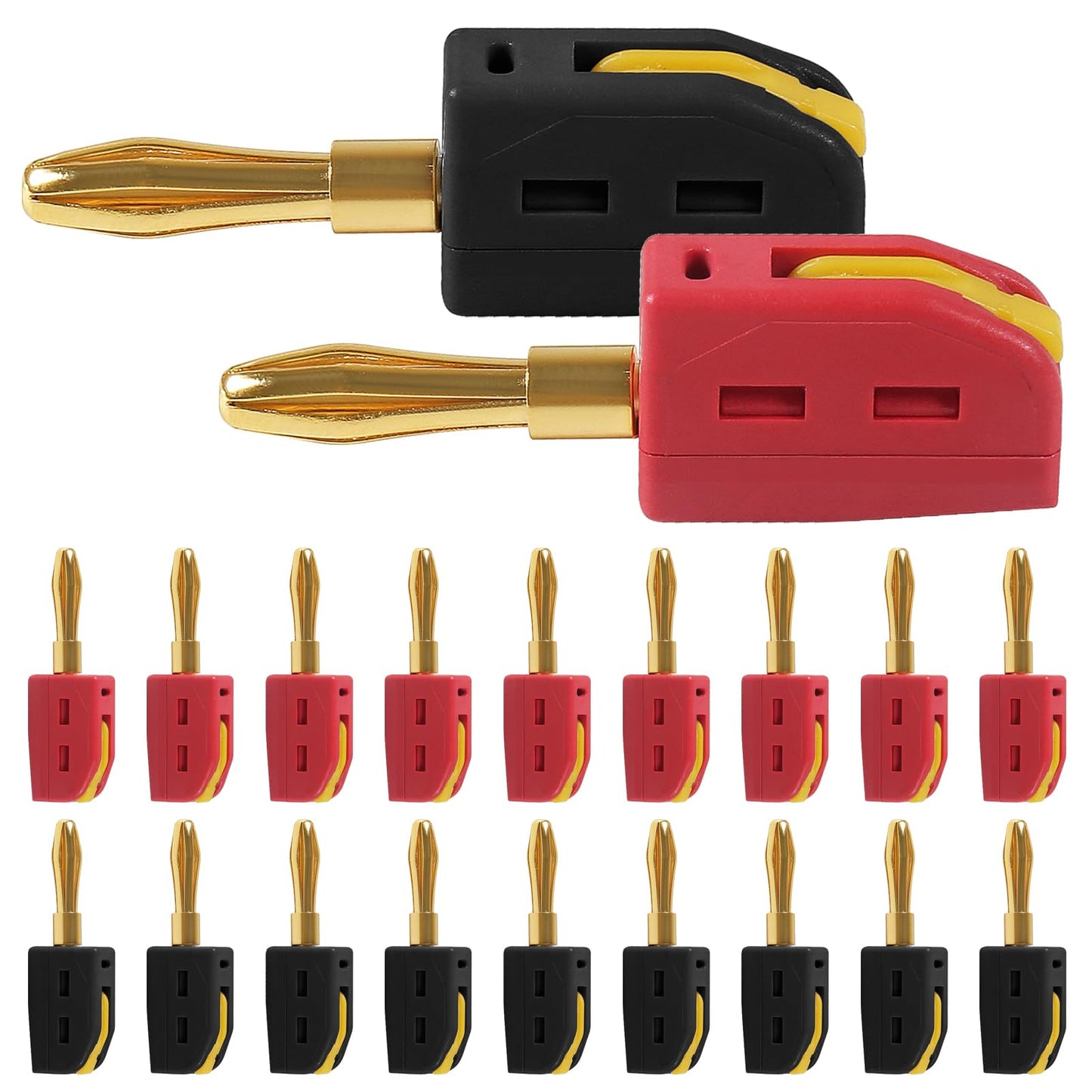 20Pcs 4mm Banana Plug Quick Connect Speaker Wire Connectors 32A 250V, Insulated Banana Sockets for Home Theater Audio -Red Black