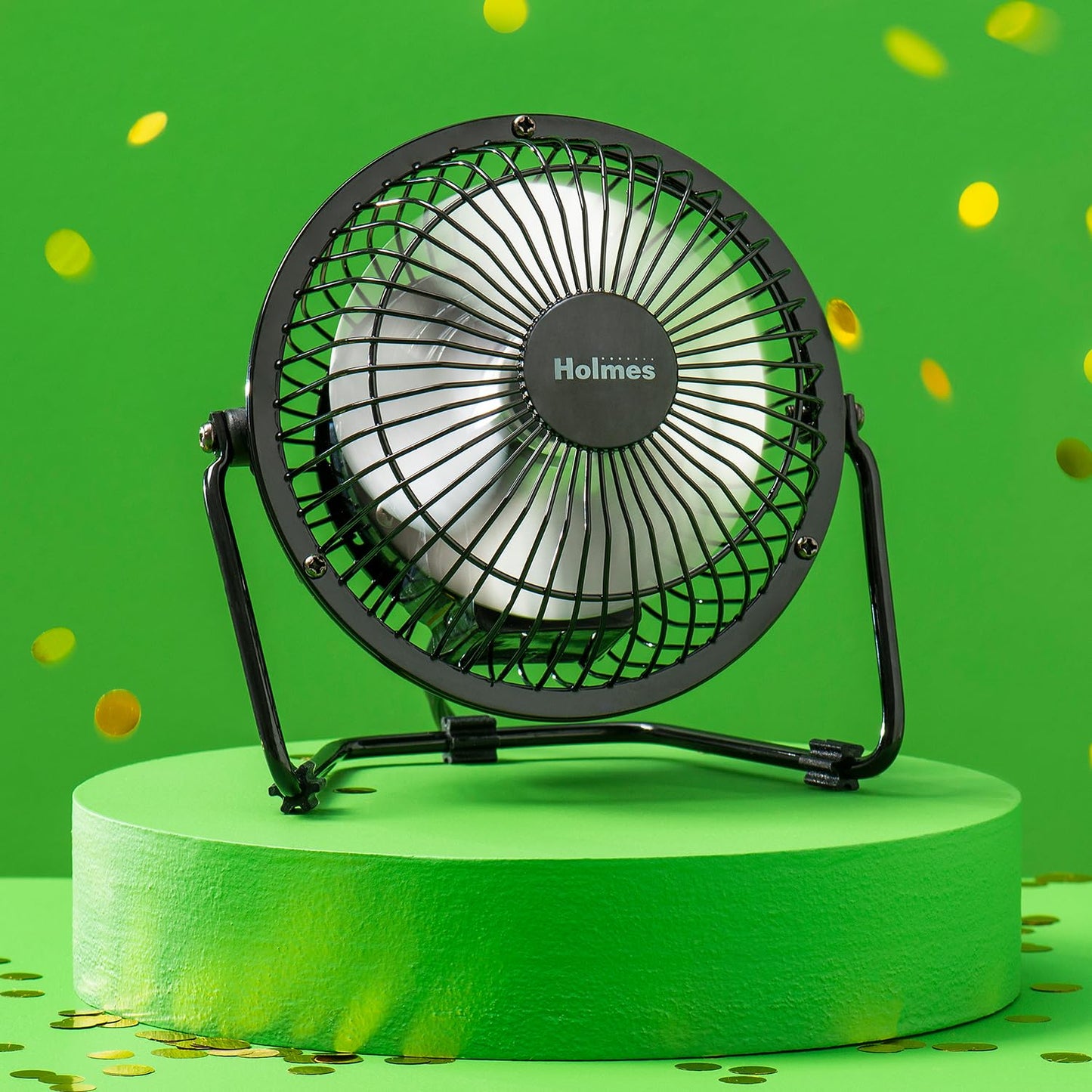 HOLMES Mini High Velocity Desk Fan 4in 4 Blade Black