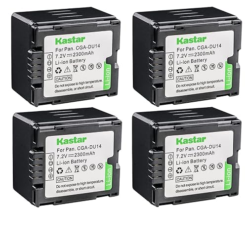 Kastar CGA-DU14 Battery (4-Pack) Replacement for Panasonic CGA-DU14 CGA-DU21 VBD140 VBD210 NV-GS508 MX500 PV-GS500 SDR-H280 VDR-D400 M75 M95 M250
