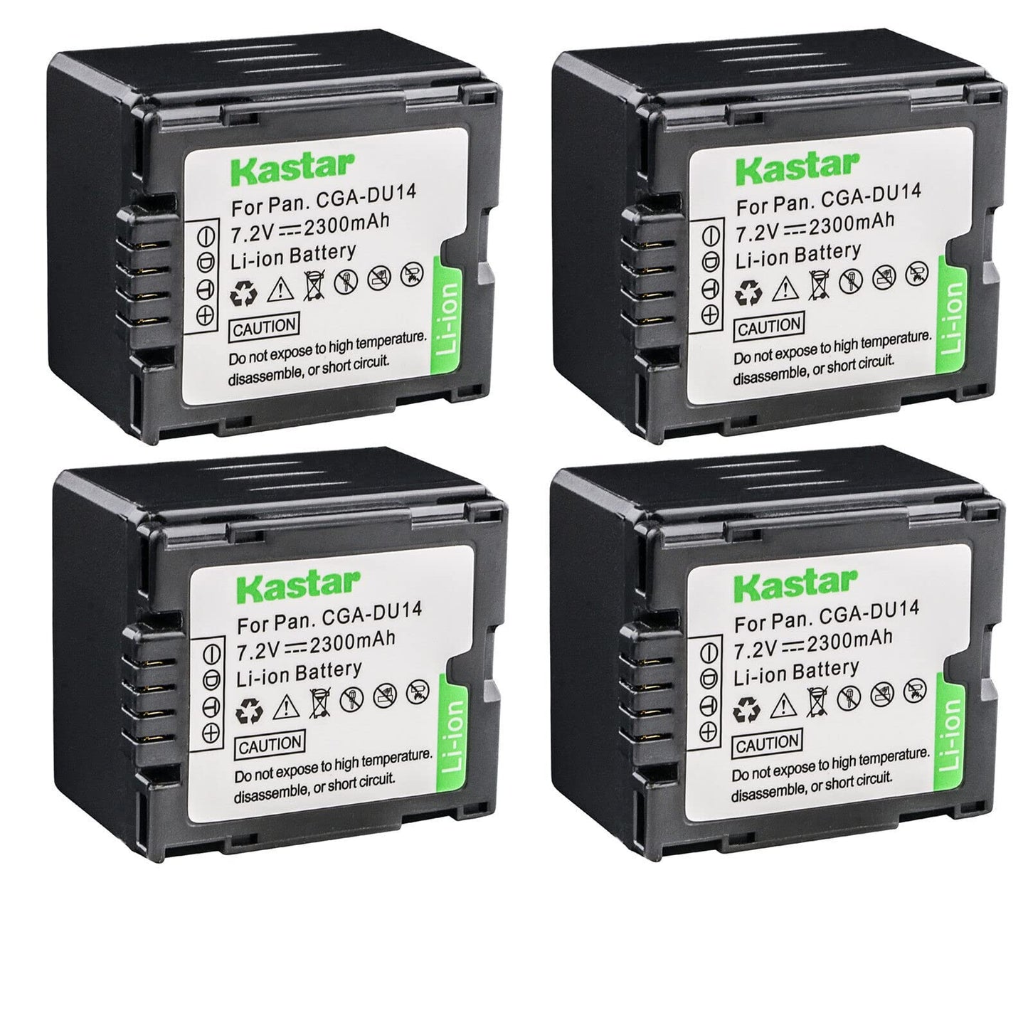 Kastar CGA-DU14 Battery (4-Pack) Replacement for Panasonic CGA-DU14 CGA-DU21 VBD140 VBD210 NV-GS508 MX500 PV-GS500 SDR-H280 VDR-D400 M75 M95 M250