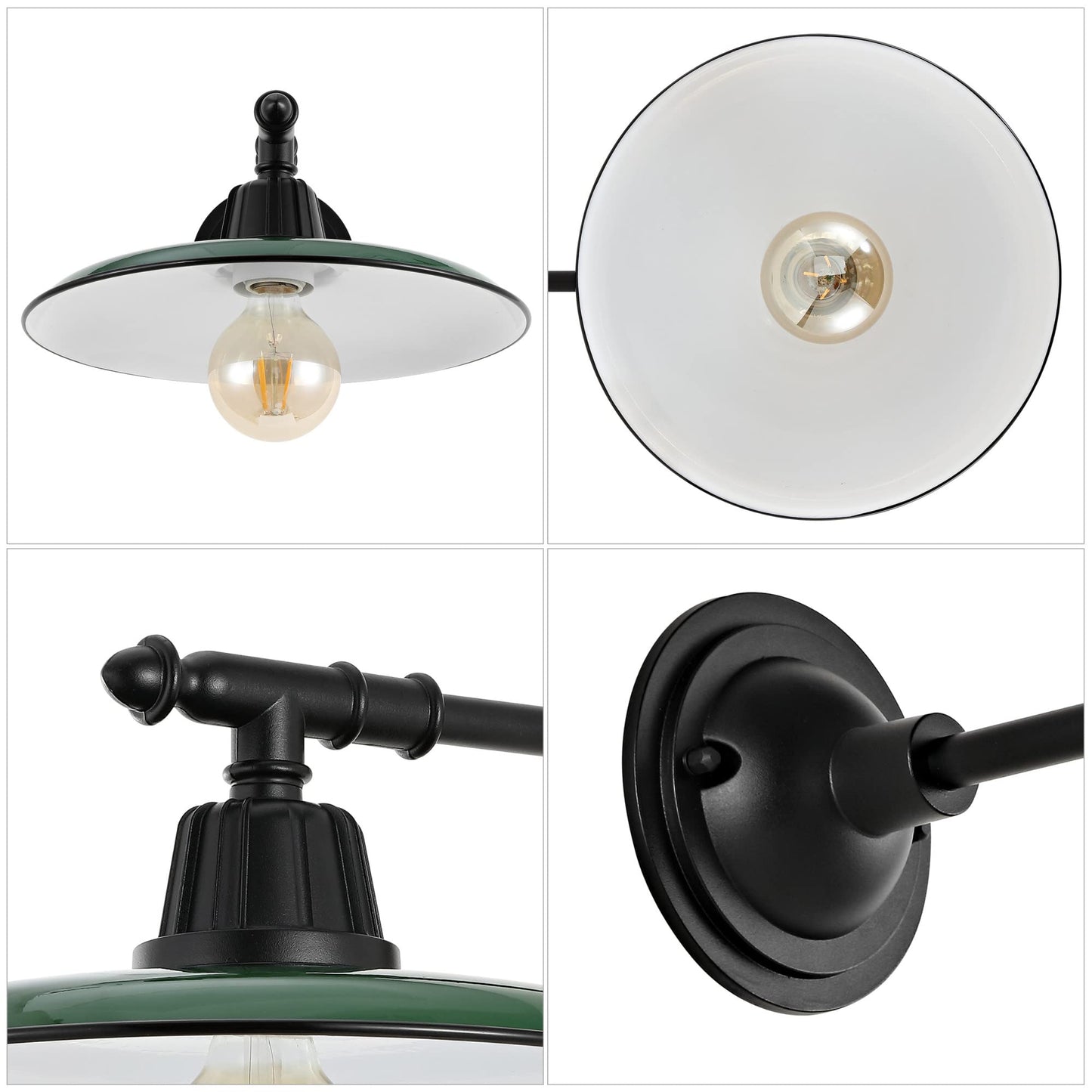 JONATHAN Y 12" Navy/Black 1-Light Modern Farmhouse Outdoor Sconce, Industrial Wall Lamp for Porch Patio, Iron Victorian Arm with Metal Shade, LED Bulb