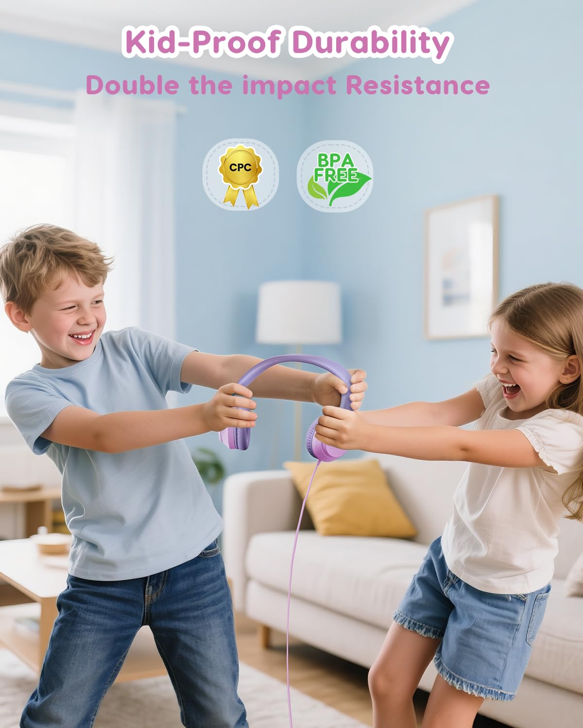 Acer Kids Headphones, 74/85/94dB Volume Limiter, Foldable Wired Over Ear Headphones for Travel, 3.5mm Jack, Toddler Headphones for School, iPad