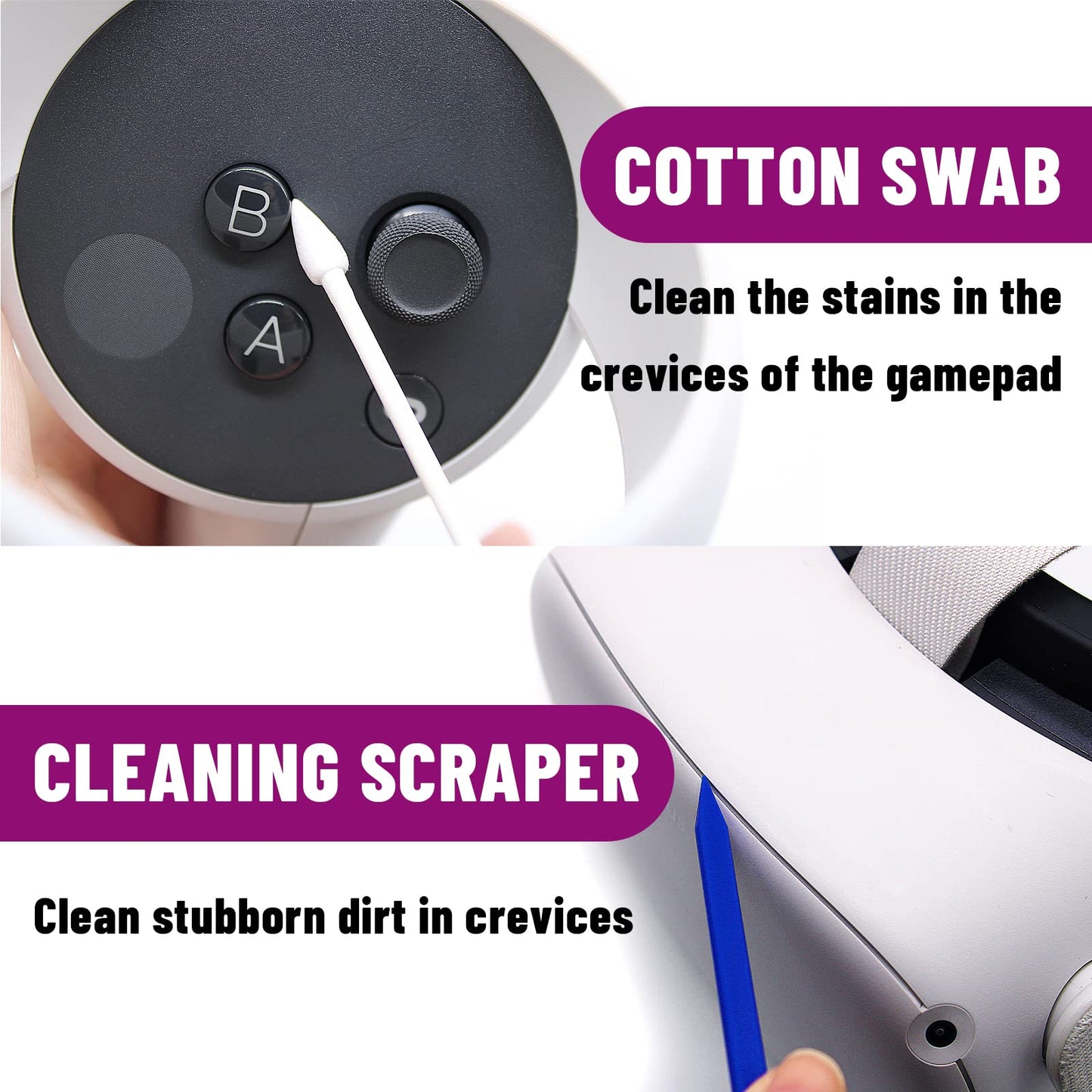 VR Headset Cleaning Kit, VR Lens Cleaner, Cleaner Kit for Meta Oculus Quest 2 3 /Xbox/PS/Wii/Switch, Face Cover Pad Game Controller AR VR Accessories