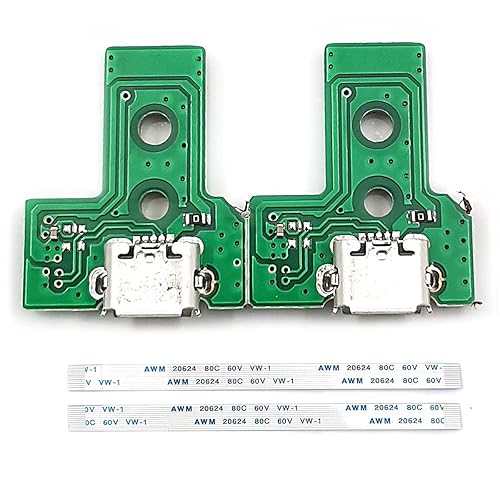 FainWan 2PCs JDS-030 Replacement Charging Port Assembly 12 Pin for PS4 DualShock 4, Micro USB Adaptor Charger Socket Board Connector Module