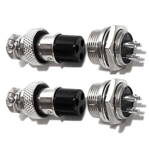 CESS Aviation 3 Pins Plug and Socket Wire Cable Connector - Diameter 0.63" (16mm) (2 Packs)