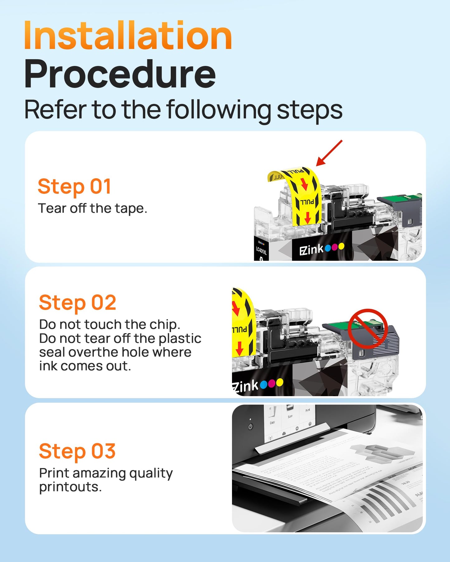 E-Z Ink Compatible Ink Cartridge Replacement for Brother LC401 XL LC401XL Ink Cartridge Use for MFC-J1010DW MFC-J1012DW MFC-J1170DW Printer (Black