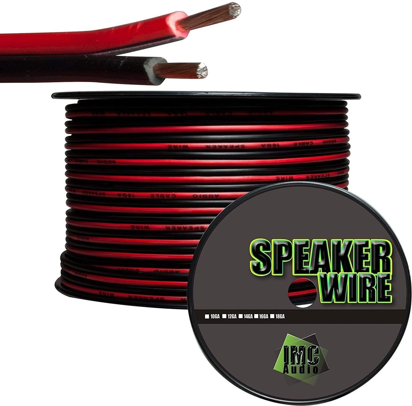 IMC Audio 100' Feet 16 Ga Gauge Red Black 2 Conductor Speaker Wire Audio Cable for Car Speakers, Stereos, Home Theater Speakers, Surround Sound, Radio