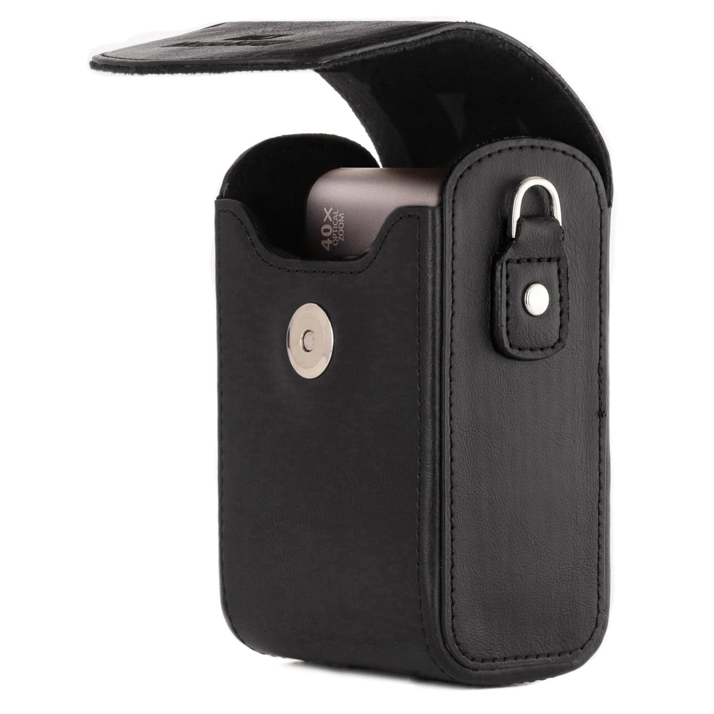 MegaGear Protective Black Leather Camera Case, Bag for for DSC-RX100 V, Panasonic Lumix DMC-ZS45, DMC-ZS50, Nikon Coolpix P340 Fix Lens, Canon