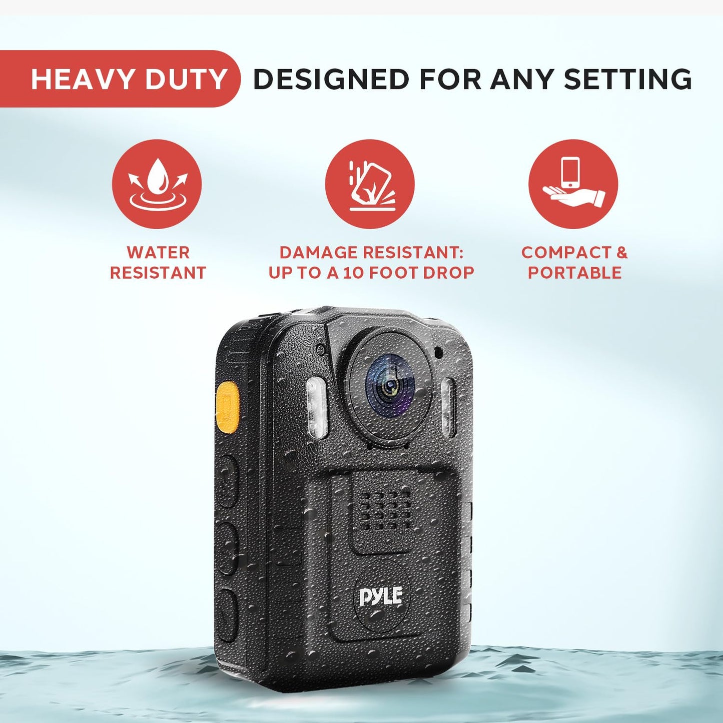 Police Security Video Compact Camera - HD 2304x1296p Rechargeable Wireless Waterproof Wearable Law Enforcement Mini Surveillance Cam, Audio Video