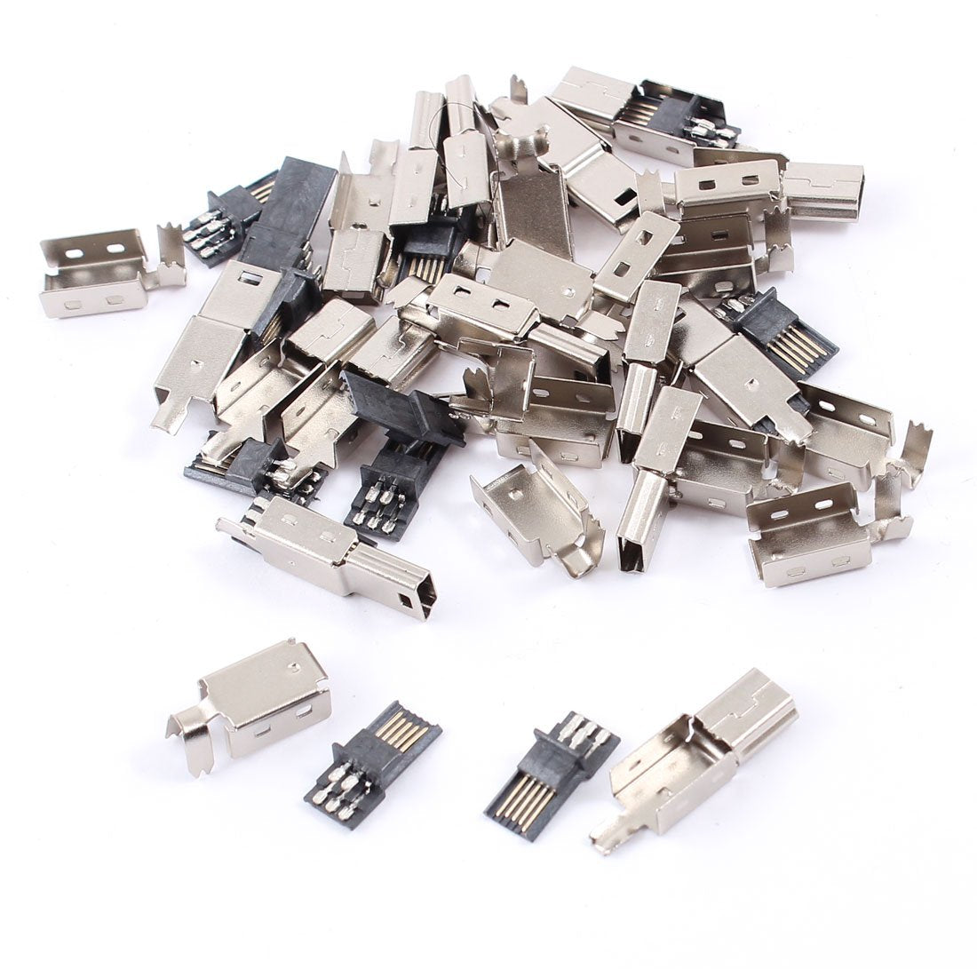 uxcell a14061000ux0407 Mini USB 5 Pin Male Jack Connector Solder Adapter w Cover (Pack of 15)
