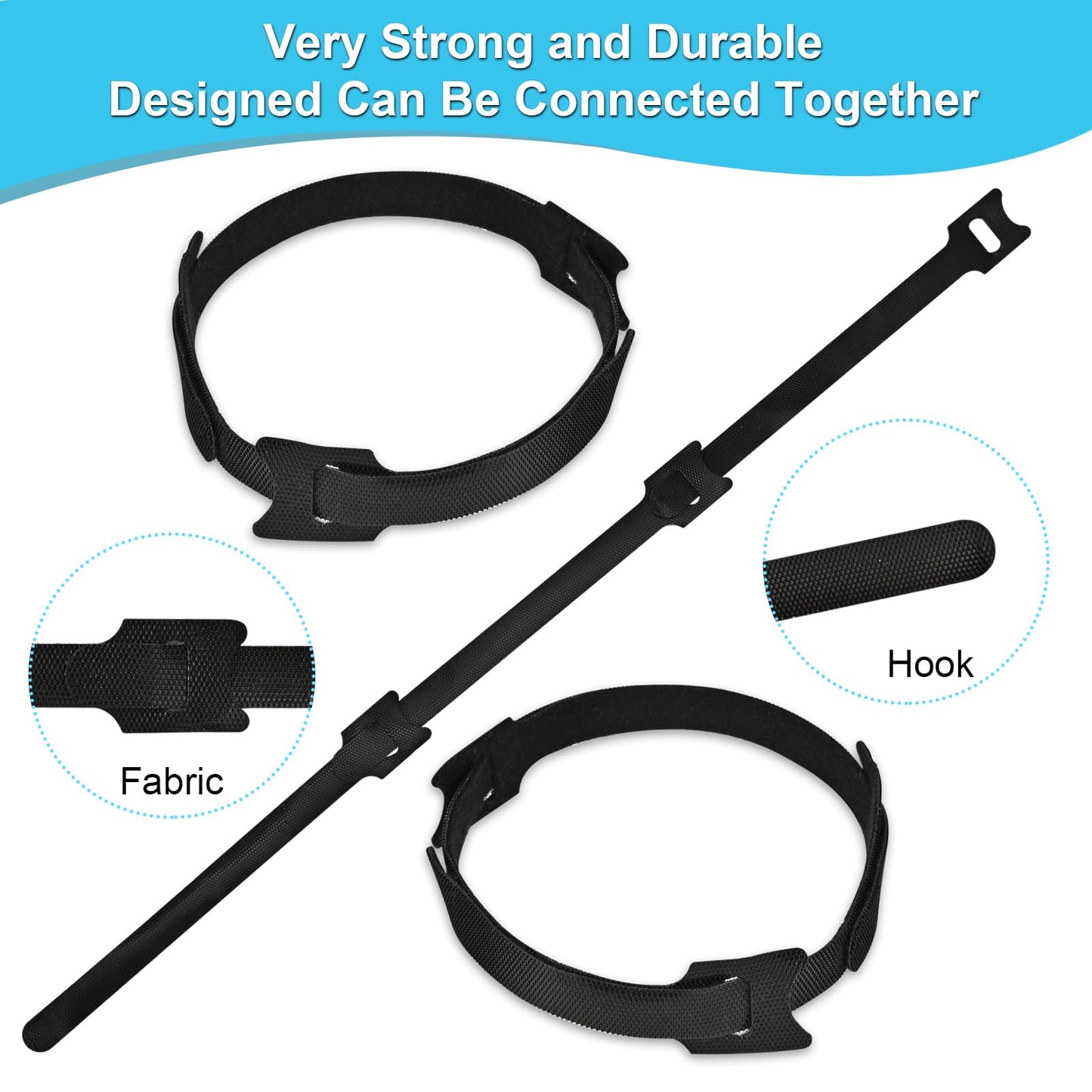 FJSENR 100 Pcs 6-Inch Reusable Hook and Loop Ties: Versatile Cable Management Solution & Ideal Gardening Fasteners - Dual-use Cord Wraps & Plant Ties