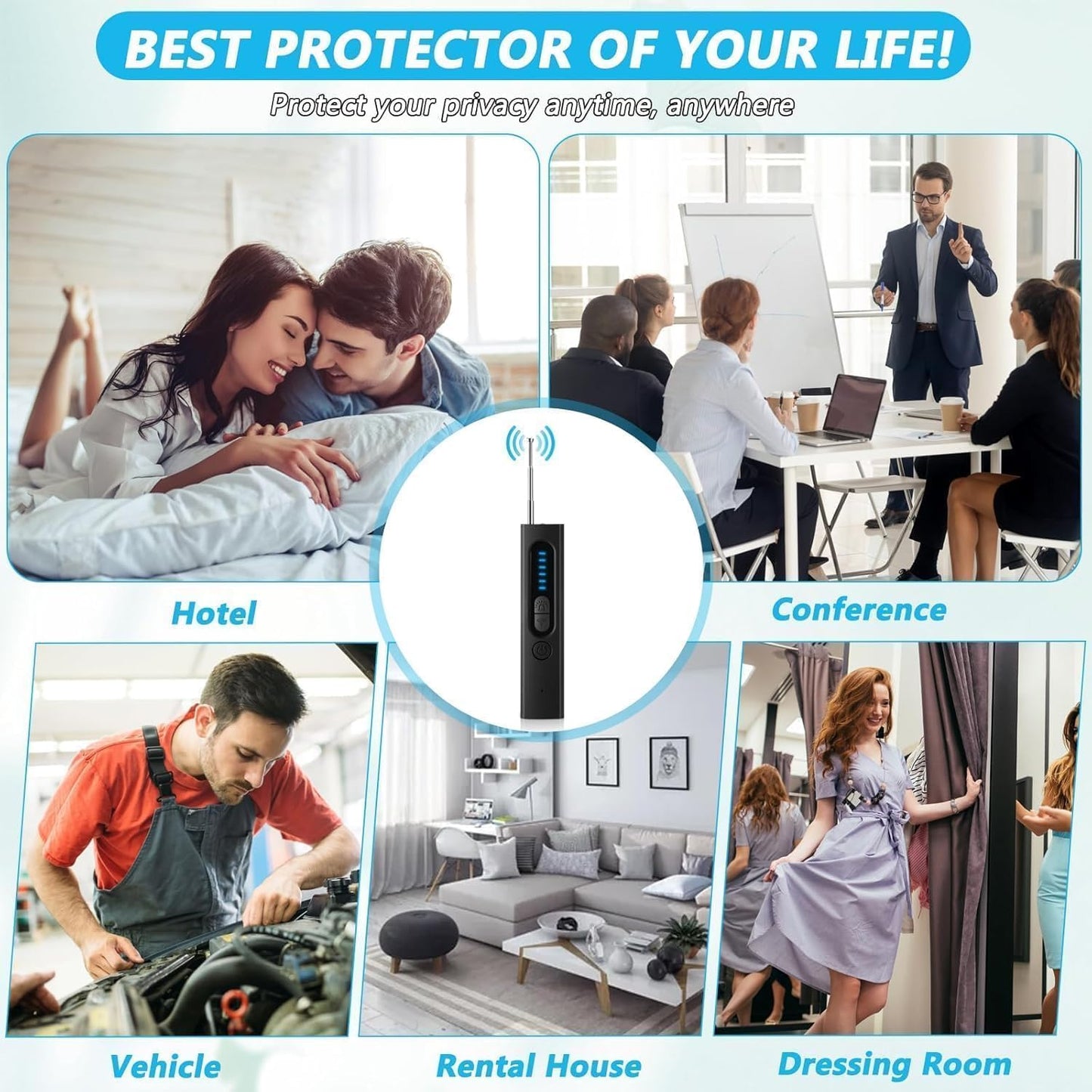 2025 Hidden Camera Detector, Portable Camera Detector for Business Trips, Travel, Offices, Hotels, Cars, GPS Tracker Detector, 4 Levels