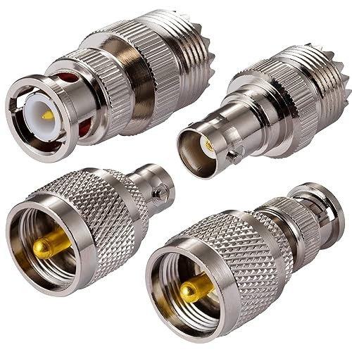 POBADY CB Radio Adapter SO239 PL259 UHF to BNC Antenna Adapter 4 kit for CB Antenna CB Aerial Ham Radio Walkie Talkie Handheld Radio Two Way Radio