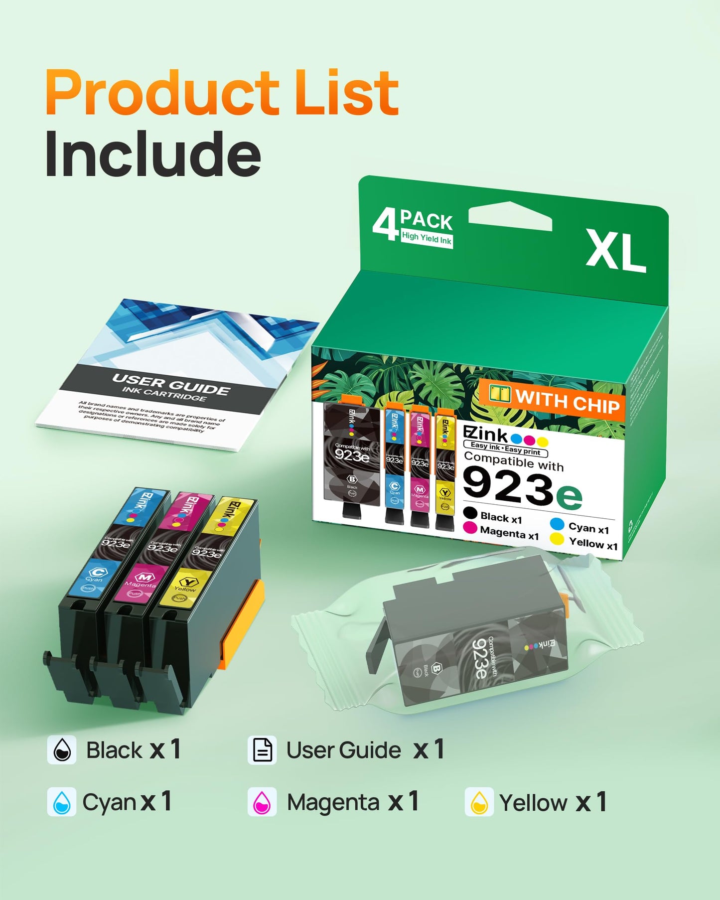 E-Z Ink 923xl 923e Ink cartridges for HP Printers Replacement for hp 923 E Ink cartridges Combo Pack for hp officejet pro 8125e 8135e 81030e 8138e