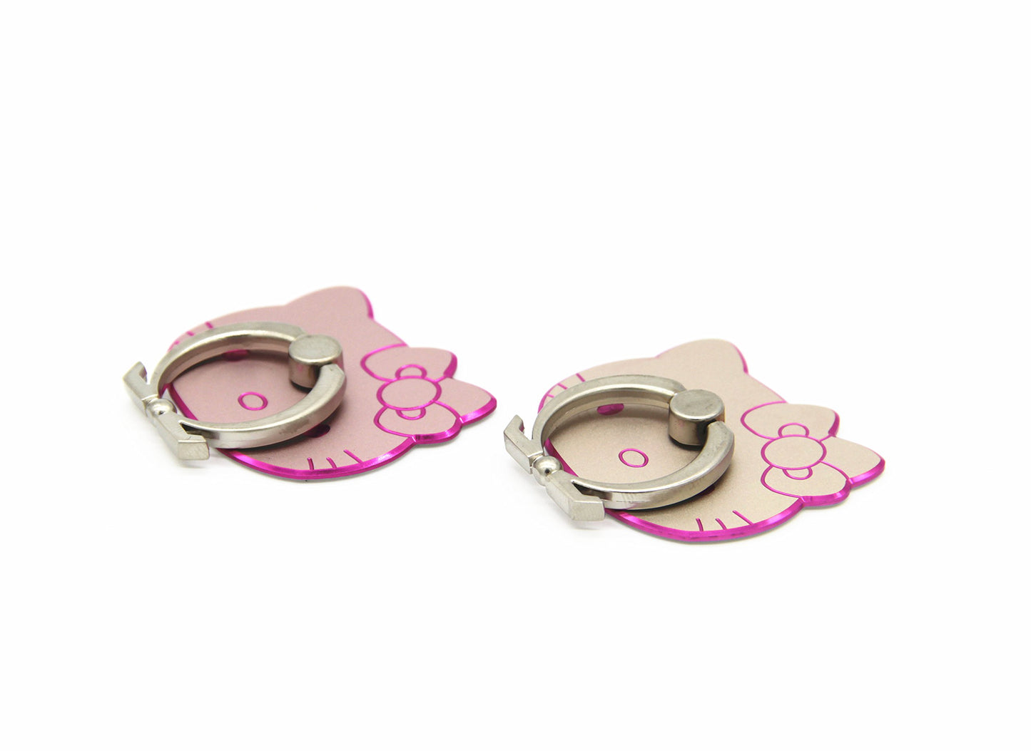 CellDesigns Kitty Cell Phone Ring Grip Stand Holder Car Mounts (Rose Gold, Gold/Pink Rim)