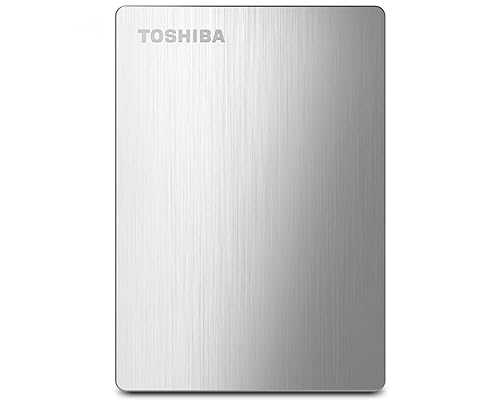 Toshiba Canvio Slim II 1TB Portable External Hard Drive, Silver (HDTD210XS3E1)